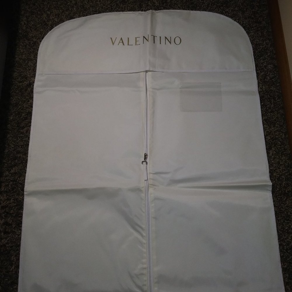 Off white Gold Valentino zippered Vinyl Garment Travel Bag.